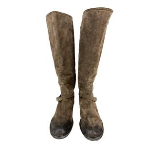 Alberto Fermani Brown Suede Knee High Boots Womens Sz 41 Italy Moto Indie Sleaze